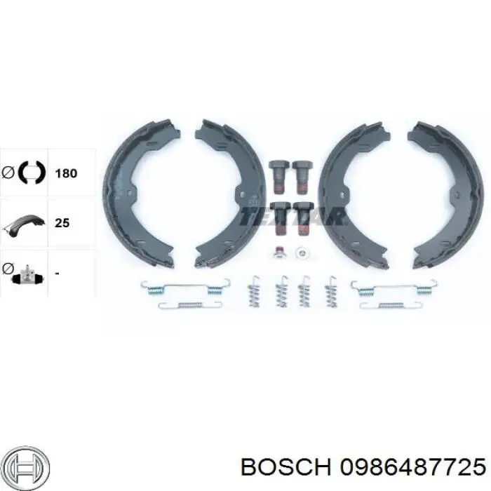 Колодки ручника / стоянкового гальма Bosch 0986487725 ціна, від 29.43 USD