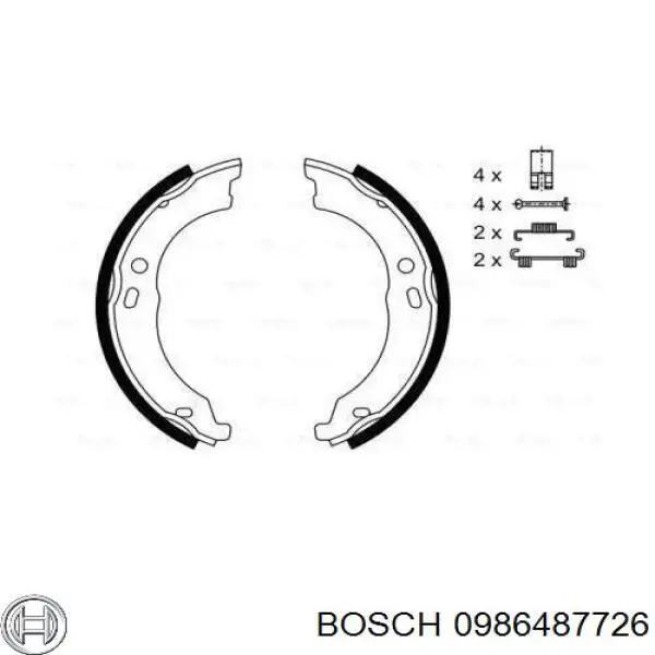 Колодки ручника/стоянкового гальма 0986487726 Bosch