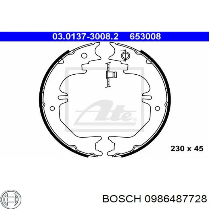 Колодки ручника 0986487728 Bosch