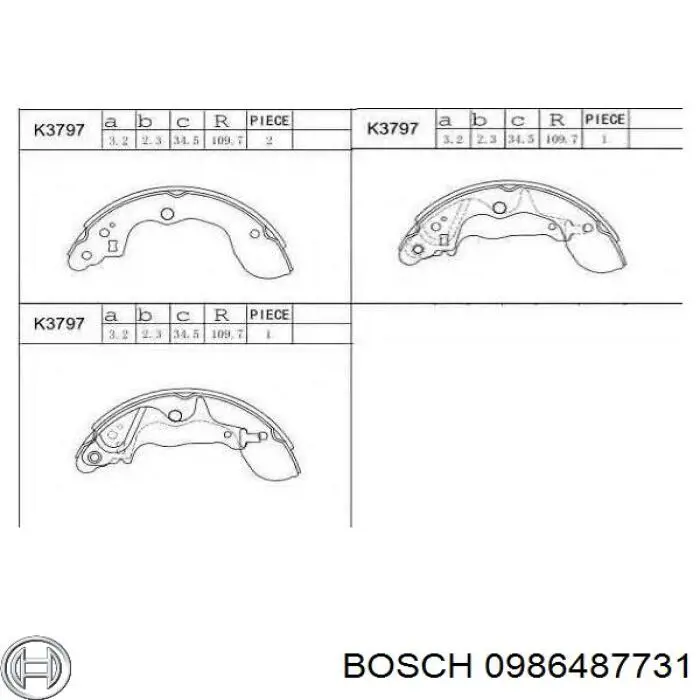Колодки гальмові задні, барабанні Bosch 0986487731 ціна, від 26.62 USD
