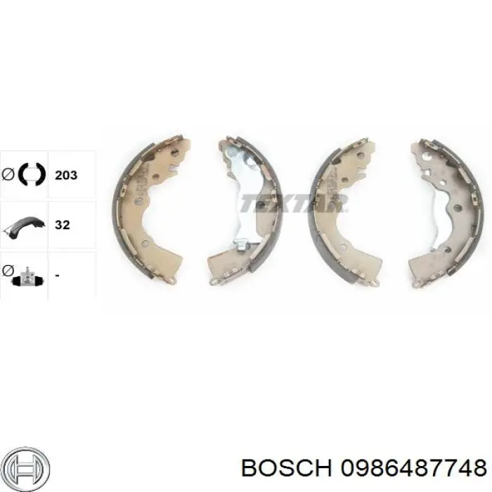 Колодки гальмові задні, барабанні 0986487748 Bosch