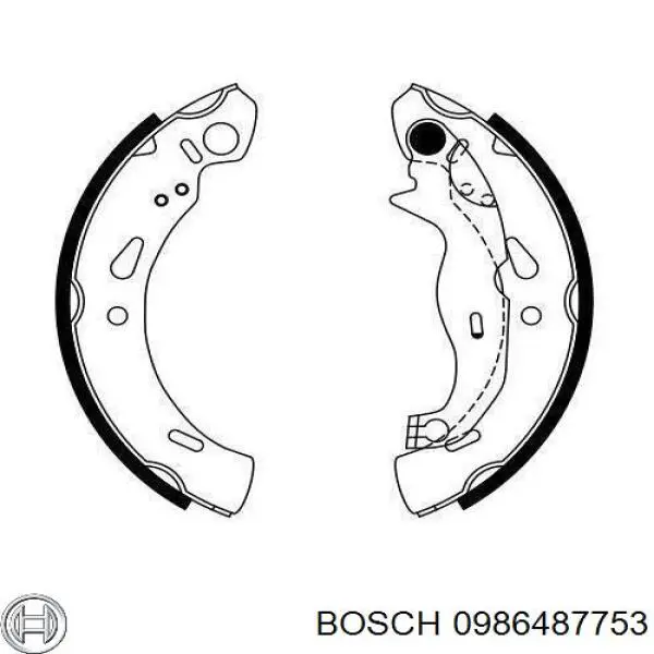 Купити 0986487753 Bosch Колодки гальмові задні, барабанні