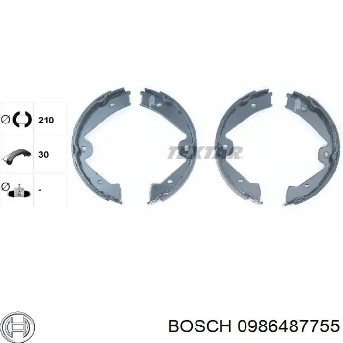 0986487755 Bosch колодки ручника/стоянкового гальма