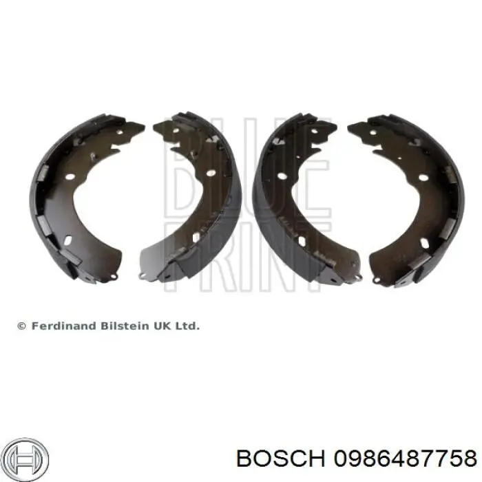 0986487758 Bosch Колодки гальмівні задні, барабанні