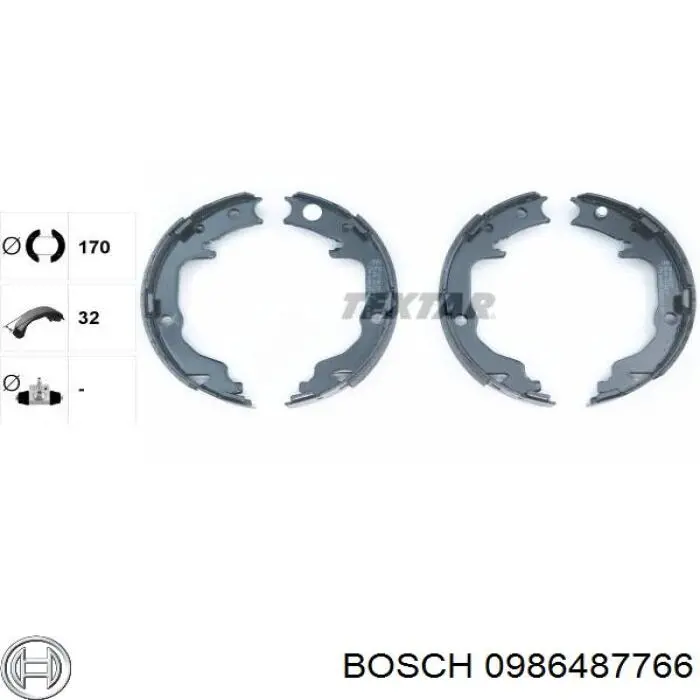 Колодки ручника/стоянкового гальма 0986487766 Bosch