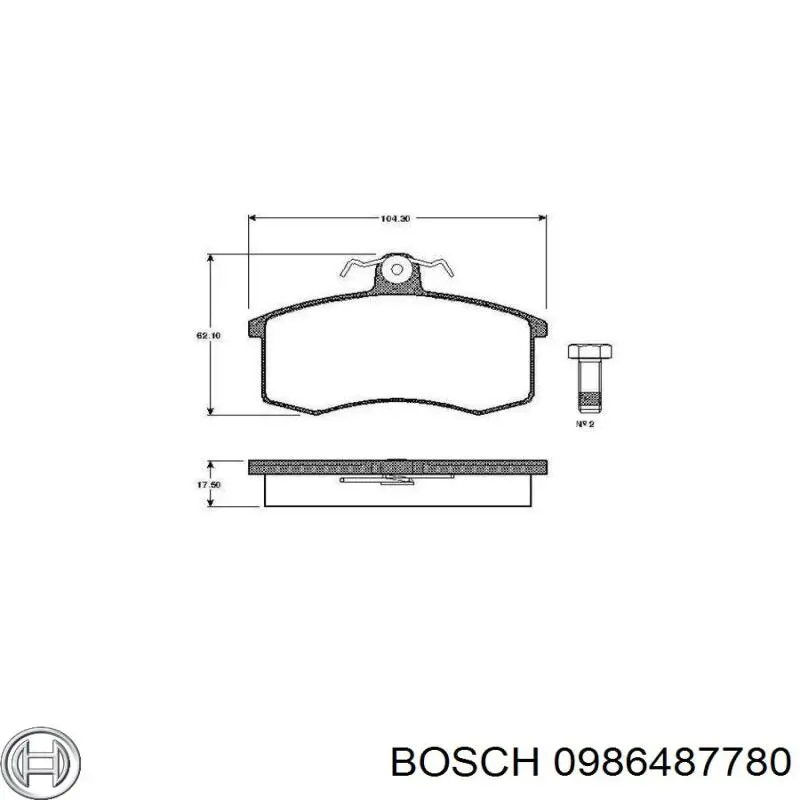 Колодки ручника / стоянкового гальма Bosch 0986487780 ціна, від 27.45 USD