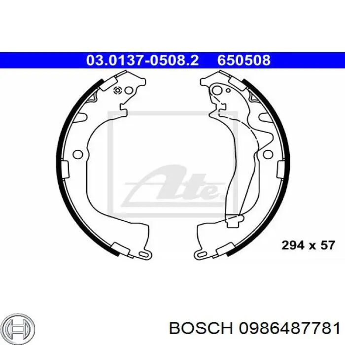 0986487781 Bosch Колодки гальмівні задні, барабанні