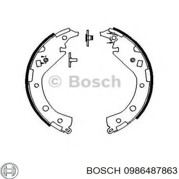 Колодки гальмові задні, барабанні 0986487863 Bosch