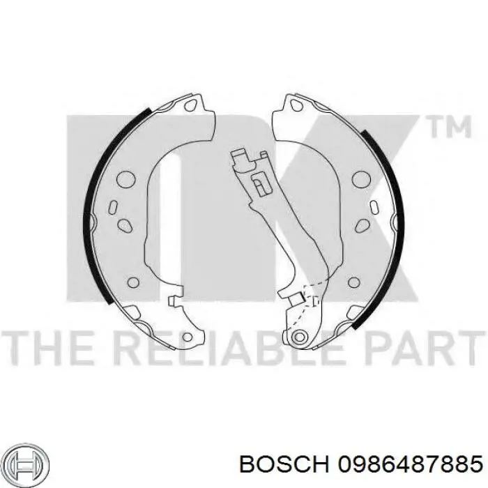 0986487885 Bosch Колодки гальмівні задні, барабанні