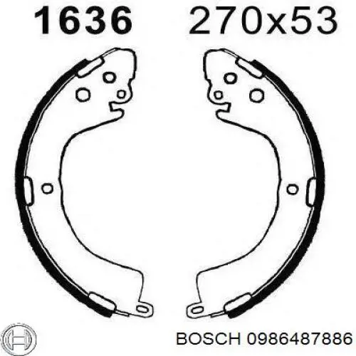 Колодки гальмові задні, барабанні 0986487886 Bosch