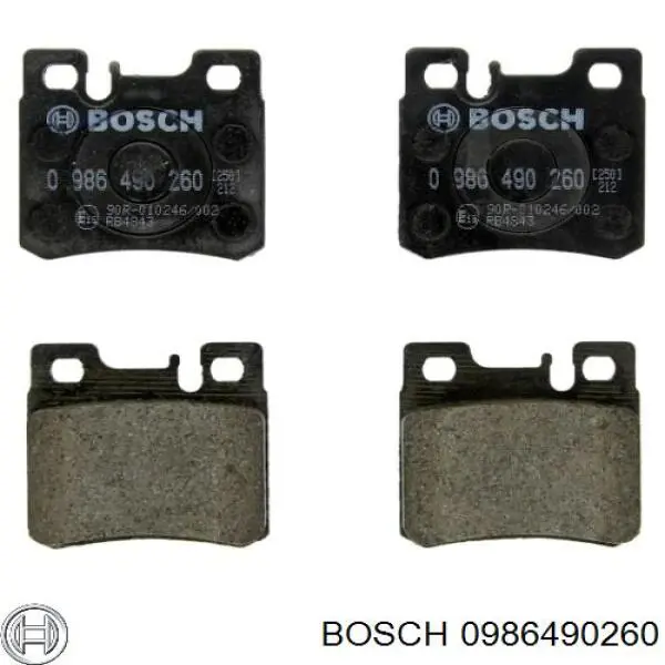 0986490260 Bosch колодки гальмові задні, дискові