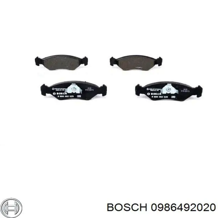 0986492020 Bosch колодки гальмівні передні, дискові