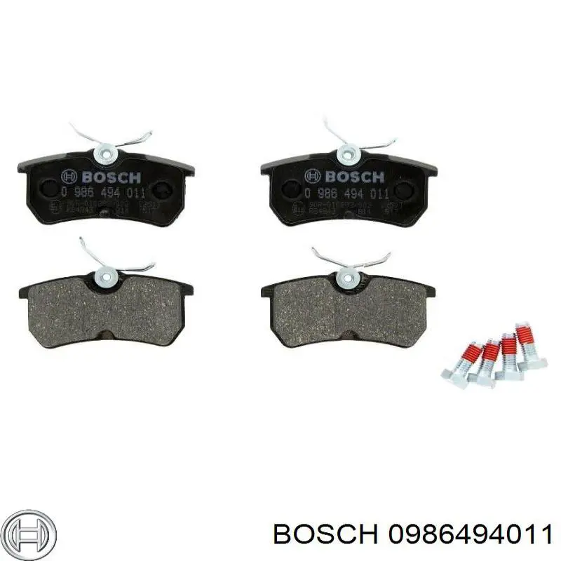 0986494011 Bosch колодки гальмові задні, дискові