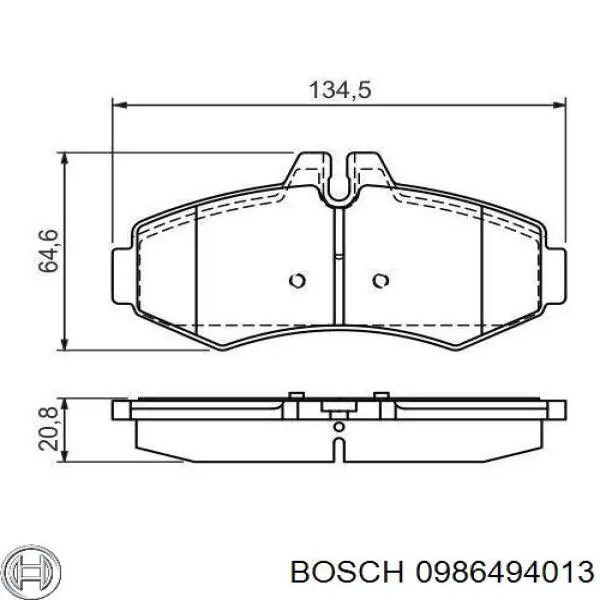 Колодки гальмівні передні, дискові 0986494013 Bosch