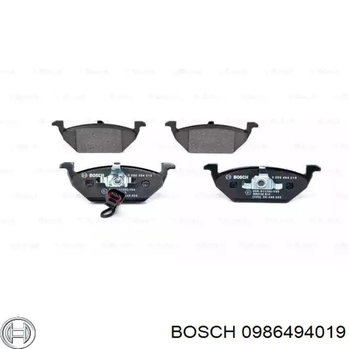 Колодки гальмівні передні, дискові 0986494019 Bosch