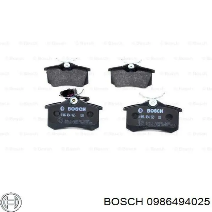 0986494025 Bosch колодки гальмові задні, дискові