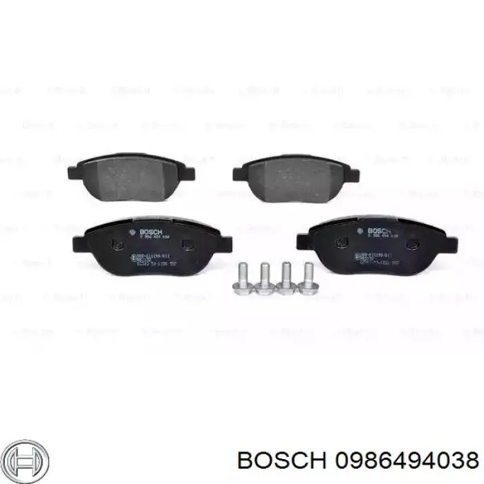 Передні тормозні колодки 0986494038 Bosch