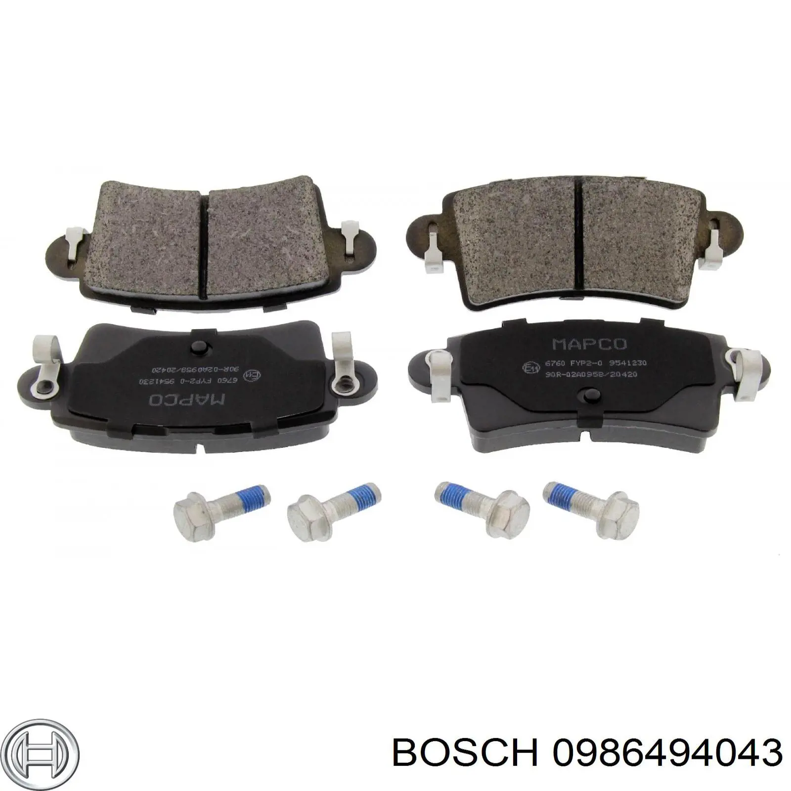 0986494043 Bosch колодки гальмові задні, дискові