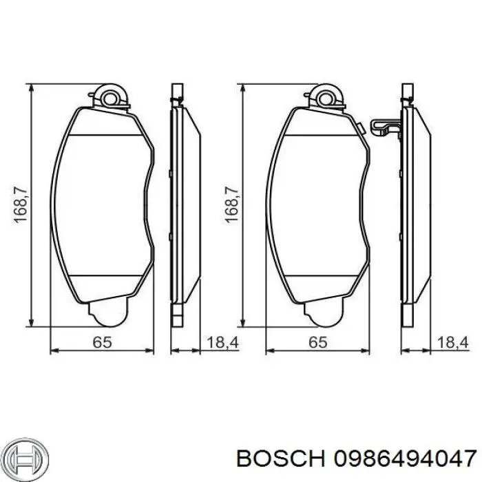 0986494047 Bosch колодки гальмівні передні, дискові