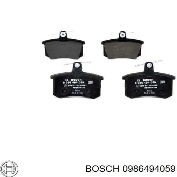 0986494059 Bosch колодки гальмові задні, дискові