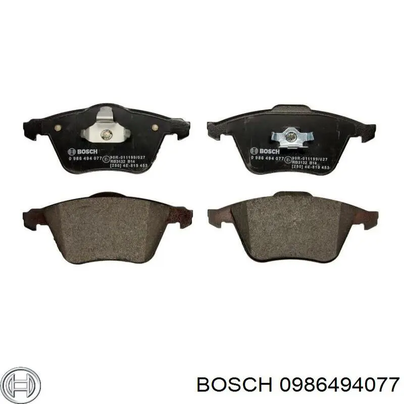 0986494077 Bosch колодки гальмівні передні, дискові
