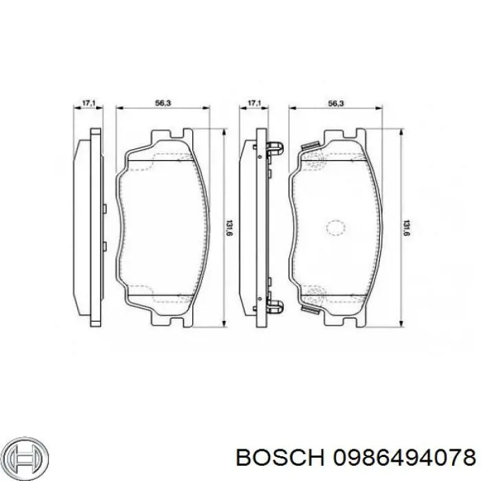 0986494078 Bosch колодки гальмівні передні, дискові