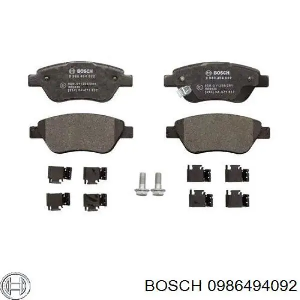 Колодки гальмівні передні, дискові 0986494092 Bosch