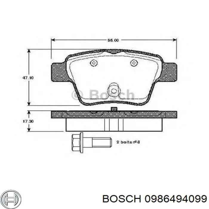 Задні гальмівні колодки 0986494099 Bosch