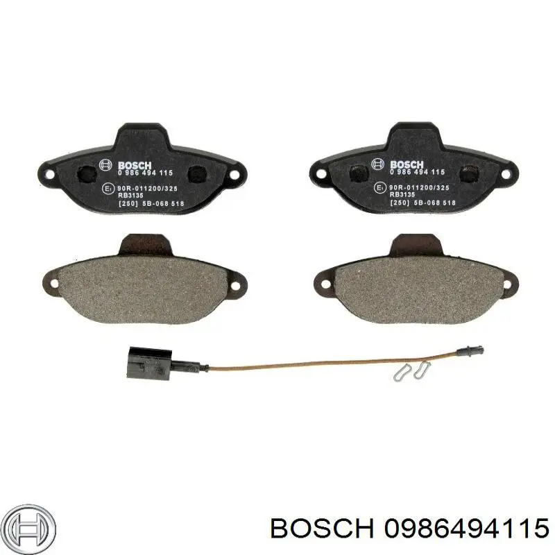0986494115 Bosch колодки гальмівні передні, дискові