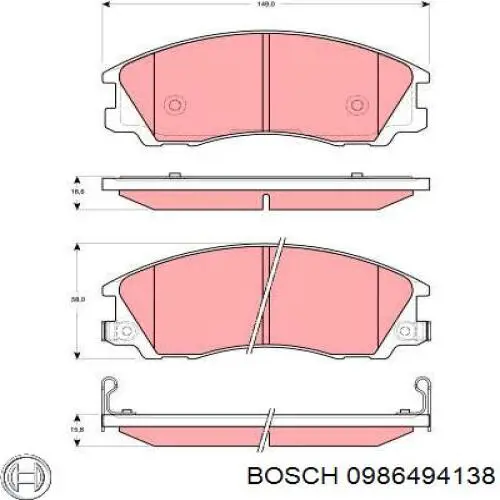 Передні тормозні колодки 0986494138 Bosch