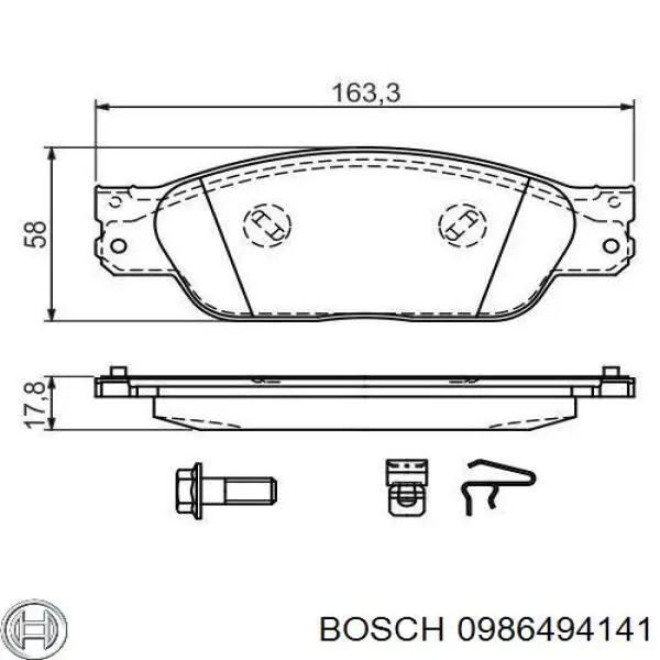 Передні тормозні колодки 0986494141 Bosch