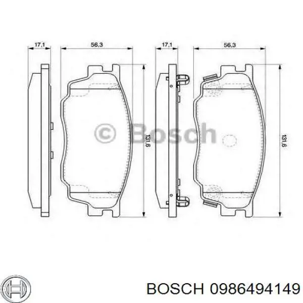 Передні тормозні колодки 0986494149 Bosch