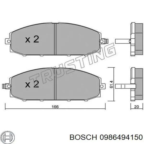 0986494150 Bosch Передні гальмівні колодки