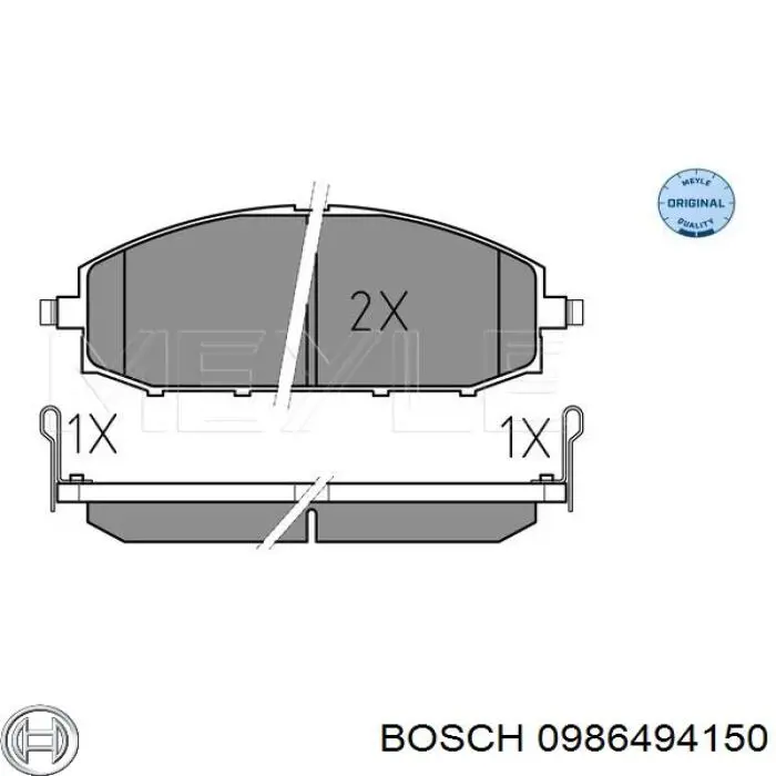 Купити 0986494150 Bosch Колодки гальмівні передні, дискові