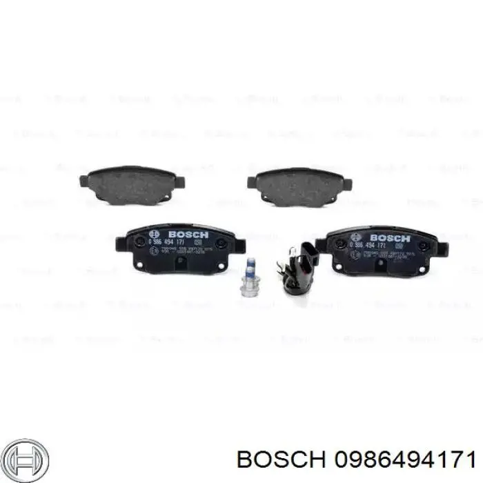 0986494171 Bosch колодки гальмові задні, дискові