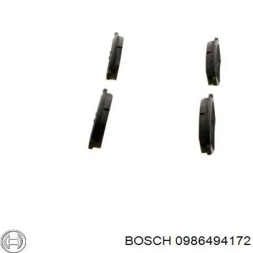 0986494172 Bosch колодки гальмові задні, дискові