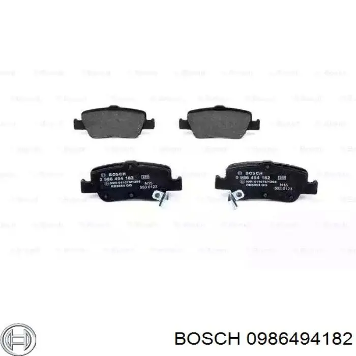 0986494182 Bosch колодки гальмові задні, дискові