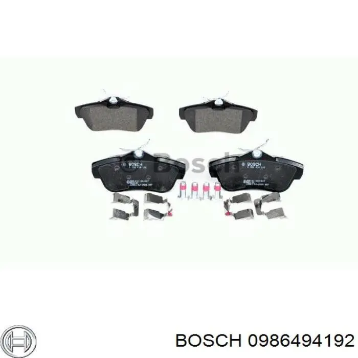 0986494192 Bosch колодки гальмові задні, дискові