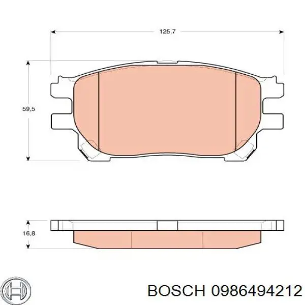Передні тормозні колодки 0986494212 Bosch