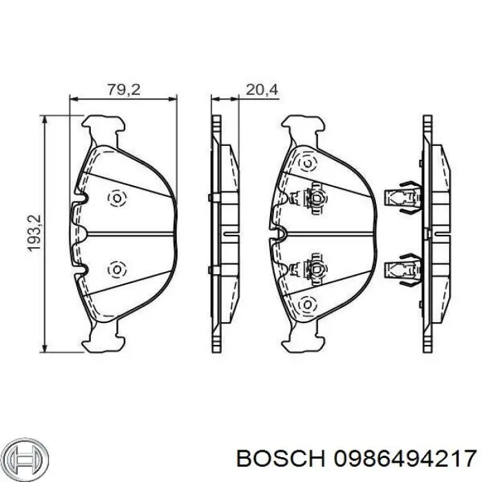 0986494217 Bosch колодки гальмівні передні, дискові
