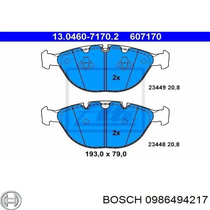 Передні тормозні колодки 0986494217 Bosch