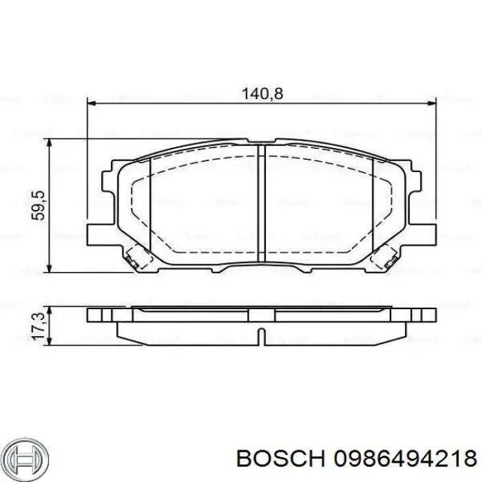 Колодки гальмівні передні, дискові 0986494218 Bosch