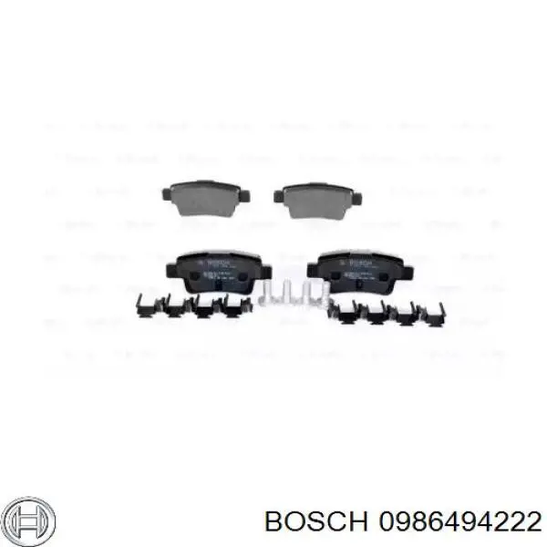 0986494222 Bosch колодки гальмові задні, дискові
