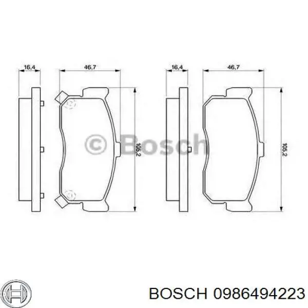 Купити 0986494223 Bosch Задні колодки