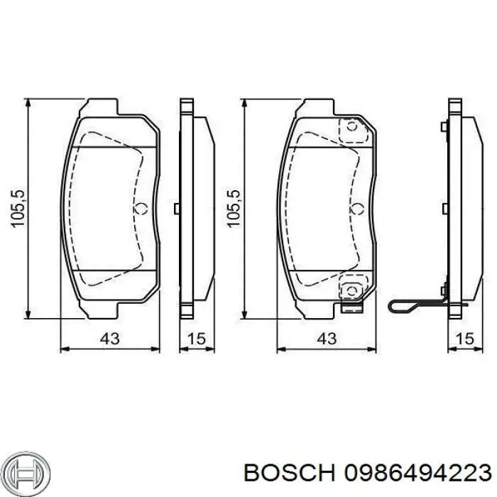0986494223 Bosch колодки гальмові задні, дискові