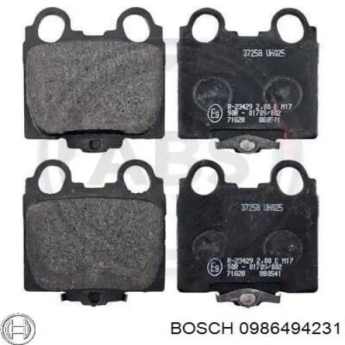 0986494231 Bosch колодки гальмові задні, дискові