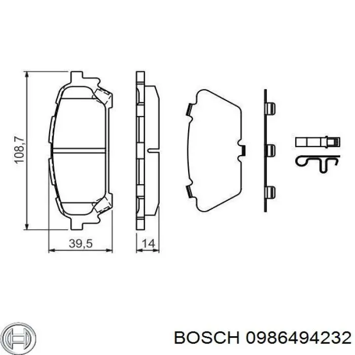 Колодки гальмові задні, дискові 0986494232 Bosch