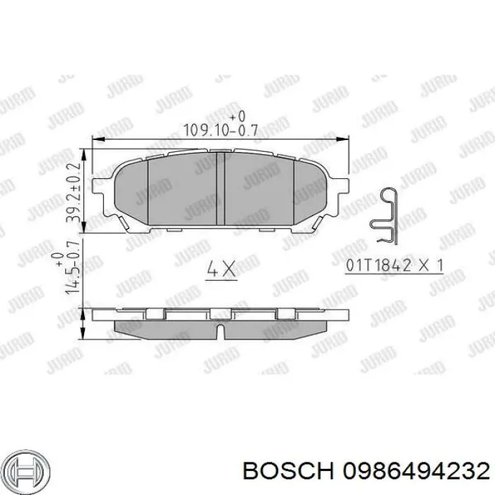 Задні гальмівні колодки Bosch 0986494232 ціна, від 25.29 USD