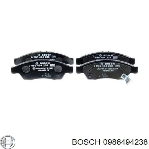 0986494238 Bosch колодки гальмівні передні, дискові