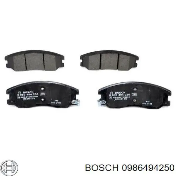 0986494250 Bosch колодки гальмівні передні, дискові